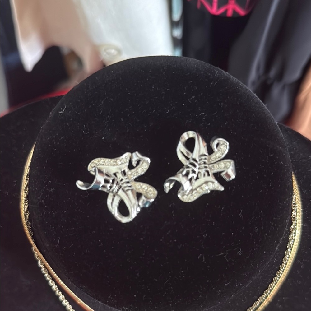 Silver Bow brooches Mid Century Pat#23830